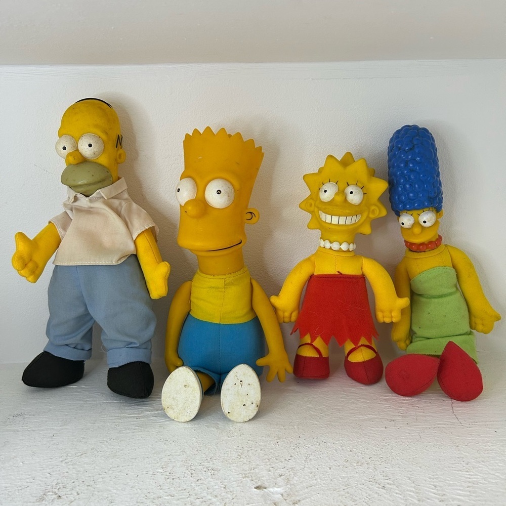 Vintage The Simpsons 1990’s  Colorful Cartoon Family Plush Toy Set